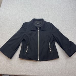 Style & Co Jacket Womens Size 6 Polyester Rayon Blend Long Sleeve Black Full Zip